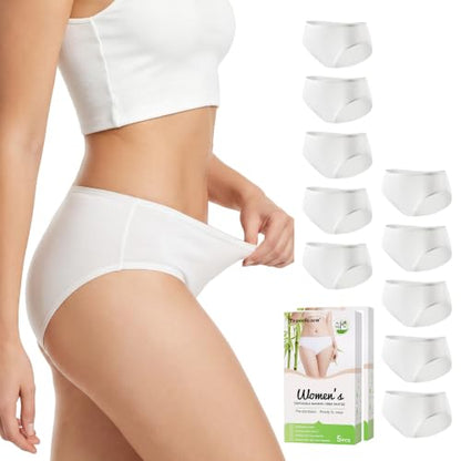 Women's Disposable Underwear for Travel Eco-friendly Bamboo Viscose Briefs Panties Emergency Underpants Bikinis - color: White-10pairs, size: Medium
