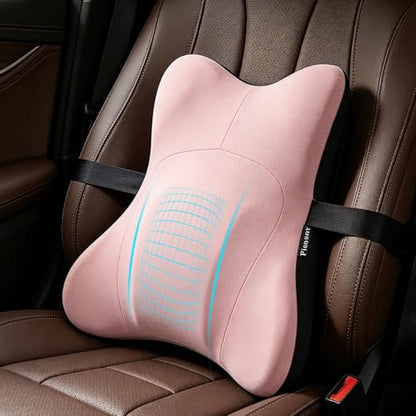 Lumbar Support Pillow, Memory Foam Back Cushion for Car & Office Chair - Pink - color: Pink