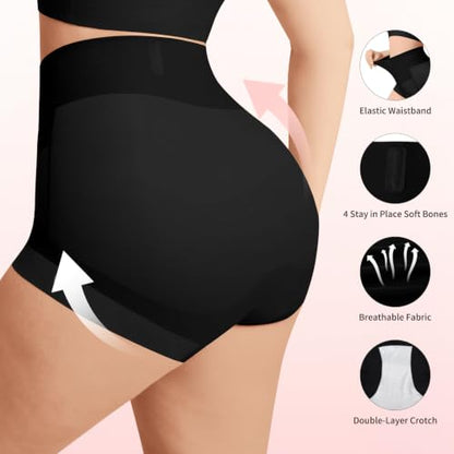 Shapewear Underwear High Waisted Tummy Control Panties for Women - color: Black-2pack, size: Medium