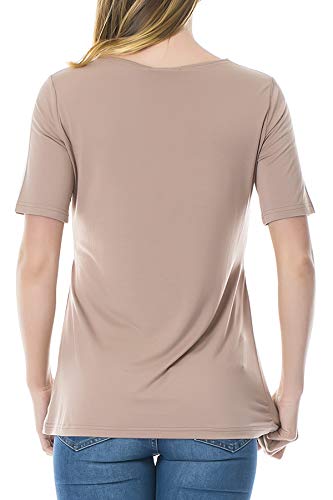 Smallshow Women's Maternity Nursing Tops Short Sleeve Breastfeeding Clothes - color: Brown/Black/Grey, size: XX-Large