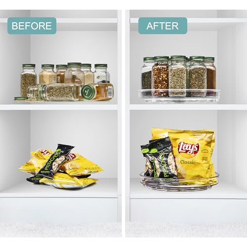 Sorbus Lazy Susan Organizer, Clear Turntable Organizer (Flat 2 Pack) - size: Flat