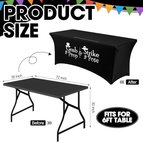 Oudain Photo Booth Tablecloth Hat Strike Pose Black Stretch Table Cover - color: Balck, style: Top Hat Strike Pose