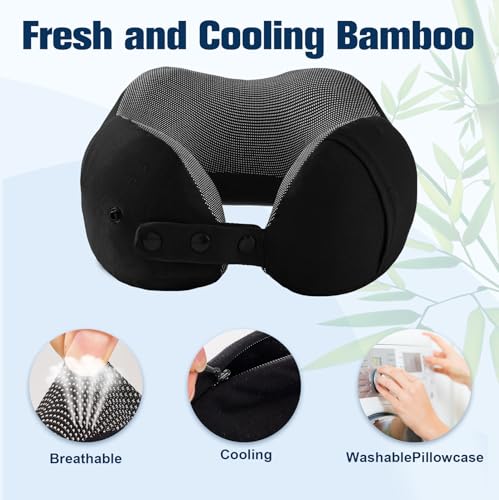 Cirorld Neck Pillow for Traveling, Travel Pillows for Airplanes Pure Black - color: Pure Black