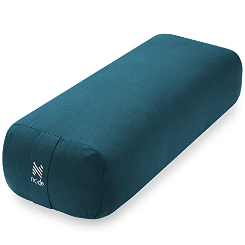 Yoga Meditation Cushion, 25" x 12" Rectangular Bolster with Organic Cotton Cover - color: Teal