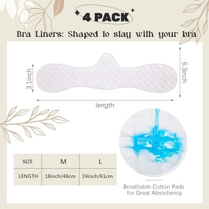 Boyiee 4 Pcs Under Bra Liners for Sweat - color: White, size: XX-Large