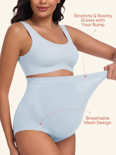 Summer Mae Maternity Underwear 76% Rayon Made from Bamboo Soft Breathable - color: Black,skin,beige,grey,pink,blue-6 Pc, size: X-Large