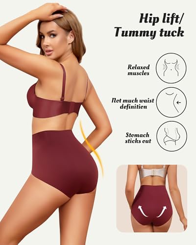 LEVAO Women's High Waisted Underwear Slightly Tummy Control Postpartum Panties Full Coverage Comfort Briefs (S-3XL) - color: Black,reddish Brown, size: X-Large