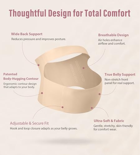 Mama Land Pregnancy Belly Band, One-Piece Maternity Support Belt - color: Beige, size: Medium