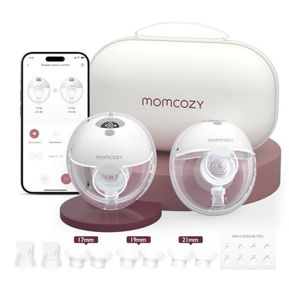Momcozy M5 Smart APP Controlled Wearable Breast Pump, 2-Pack Quill Gray - size: M5-G2
