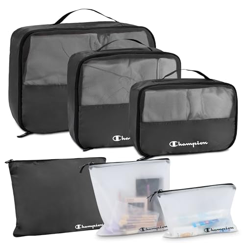 Champion Packing Cubes for Travel - 6 Piece Organizer Set, Carry-On Ready - color: Black