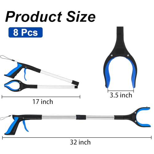 Trash Grabber Reacher Tool, 32" Foldable Pickup Tool, 8 Pack - size: 8 Pack
