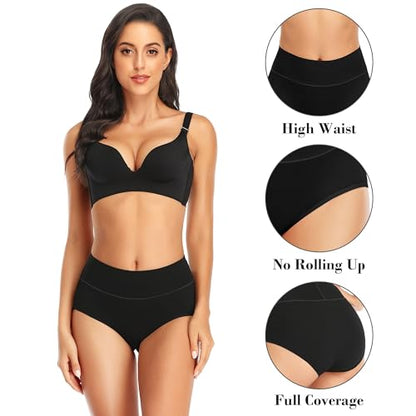 Womens Tummy Control Underwear Cotton High Waisted Full Briefs - color: 5 Pack Multicoloured-a, size: Small