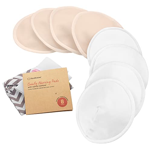 Organic Nursing Pads, 8 Washable Breast Pads,Wash Bag (Bare Beige, M 4.6") - color: Bare Beige, size: 8pk, M 4.6"
