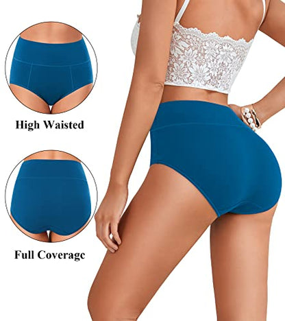 ASIMOON Tummy Control High Waisted Underwear for Women Cotton Plus Size Full Coverage Panties Ladies Briefs - color: Multicoloured-01-5 Pack, size: 5X-Large