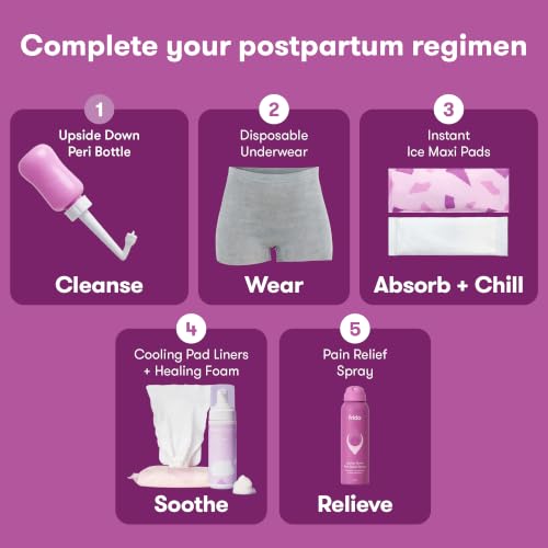 Frida Mom Upside Down Peri Bottle for Postpartum Care, Portable Bidet - color: Pink