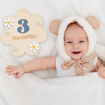 3D Daisy Baby Monthly Milestone Sign Cards, Slate Blue - color: Slate Blue