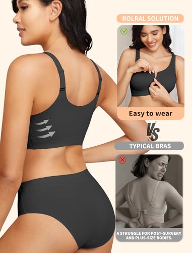 Zip Front Bra for Women Post Surgery, Mastectomy Recovery Bra | Front Closure Wireless Full Coverage - color: Black, size: X-Large