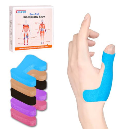 Precut Kinesiology Tape for Thumb, Left Hand, 40 Pcs, Blue - color: Blue, size: Left Hand