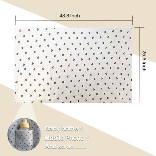 Muslin Nursing Covers for Breastfeeding, Beige Khaki Heart - color: Brown Heart