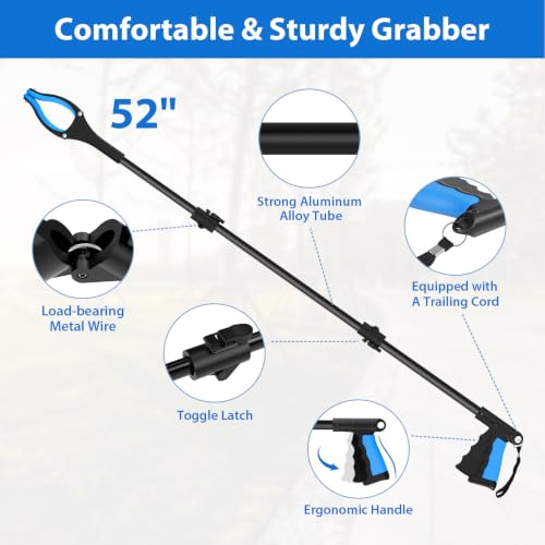 52 Inch Extra Long Grabber Reacher Tool, 2 Pack for Seniors - size: 52-Inch (Pack of 2)