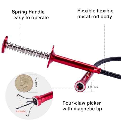 SARDVISA 24-Inch Flexible Magnetic Pickup Tool with 4 Claw Grabber - size: Magnetic Directional Bend Pickup Tool