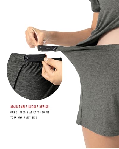 Rnxrbb 3 Piece Postpartum Nursing Pajamas Set Maternity Breastfeeding Pjs - color: Deep Gray, size: Small
