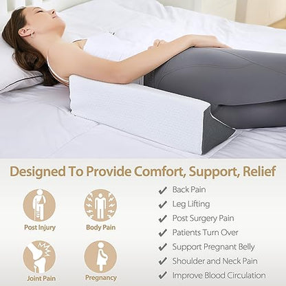 Wedge Pillow for Side Sleepers, Body Positioning Support - color: Gray White