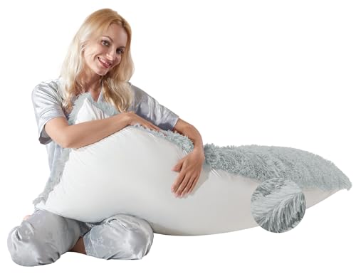 WSOFRLAC Fluffy Full Body Pillow, Long Pillow for Sleeping,Light Gray 20x54 - color: Light Grey