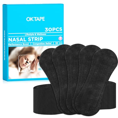 OK TAPE Nose Strips for Breathing and Snoring 30Pcs Black - color: Black