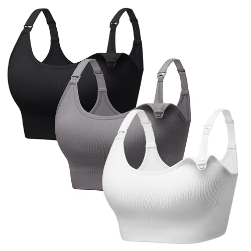 Angelhood Wireless Nursing Bras for Breastfeeding,Maternity Sport Bralettes - color: Black,grey,white, size: Small
