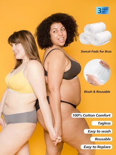 Cotton Bra Liners, 3-Layer Rectangle Under Breast Sweat Pads for Women, Bra Sweat Liners, Reusable, Washable - size: Small-6Pcs