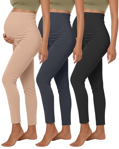 3 Pack Women's Maternity Lounge Pants - color: Black, Charcoal Gray, Khaki, size: Large