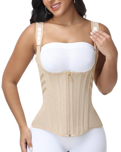 SHAPSHE Waist Trainer for Women Tummy Control Corset Back Support Tan XS