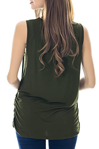 Smallshow Women's Maternity Nursing Tank Tops Breastfeeding Clothes 3-Pack - color: Army Green-black-orange(3 Packs), size: Medium
