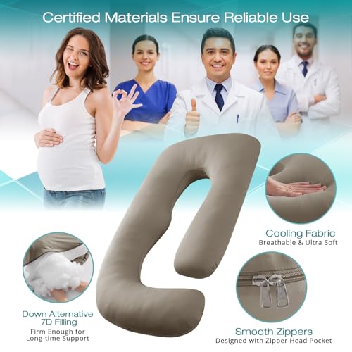 Cooling Pregnancy Pillows for Sleeping, 57'' Full Body Pillow, Linen - color: Linen, size: 57 Inch