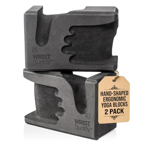 WRISTBuddy® Yoga Blocks 2 Pack, High Density Non-Slip, Hand-Shaped Design - color: Black