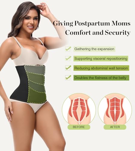 SHAPSHE Postpartum Belly Band Adjustable Wrap for Abdomen Compression - color: Black 4 Velcro, size: XX-Large