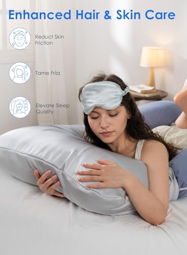 QUEEN ROSE Pregnancy Body Pillow Cover, Satin Cooling Pillowcase, Grey - color: Grey