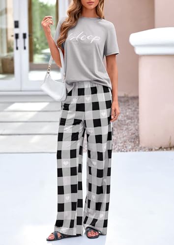 PRETTYGARDEN Pajamas for Women 2 Piece Lounge Set - color: Grey, size: Medium