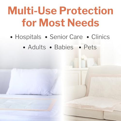 McKesson Underpads Bed Pads, Heavy Absorbency, Peach, 30 x 36 in, 100 ct - size: 30x36 Inch