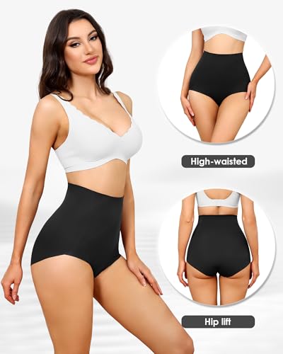 LEVAO Women's Tummy Control Underwear High Waisted Seamless Panties 4 Pack - color: Black*4, size: Medium