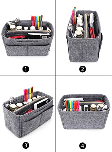 LEXSION Felt Purse Organizer Insert, Tote Bag Shaper Dividers with 5 Sizes - color: Grey, size: Slender Large