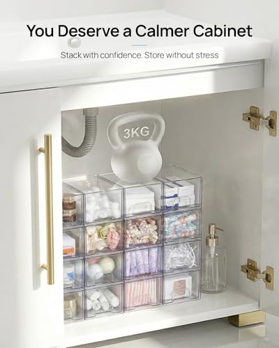 Vtopmart 4 Pack Small Clear Stackable Storage Drawers, Fits Narrow Spaces - style: 4pack-Clear