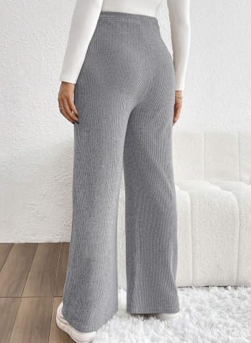 BLENCOT Maternity Pants Casual Stretchy Wide Leg Pregnancy Trousers - color: Grey, size: XX-Large