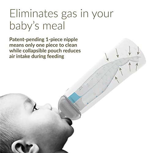 Kiinde Twist Squeeze Natural Baby Breast Milk Feeding Bottle with Nipples and Case (2 Pack)