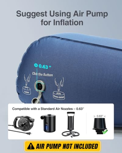 Luxtude Inflatable Wedge Pillow for Traveling, Travel Bed Wedge Pillow - color: Blue