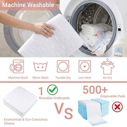 2 Pack Quilted Bed Pads Washable Waterproof 34x36 Inch White - color: White, size: 34"x36"