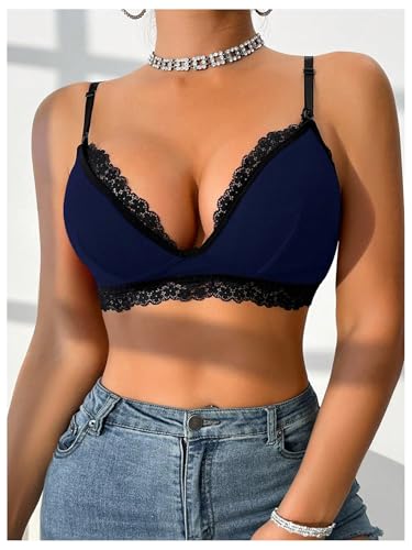 SHENHE Women's Lace Non-Padded Nursing Bras for Breastfeeding - color: Royal Blue, size: Small