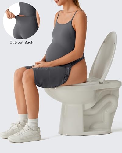 G4Free BareFeel Built in Bra Maternity Romper Smart Back Opening Jumpsuit - color: Dark Gray, size: Small