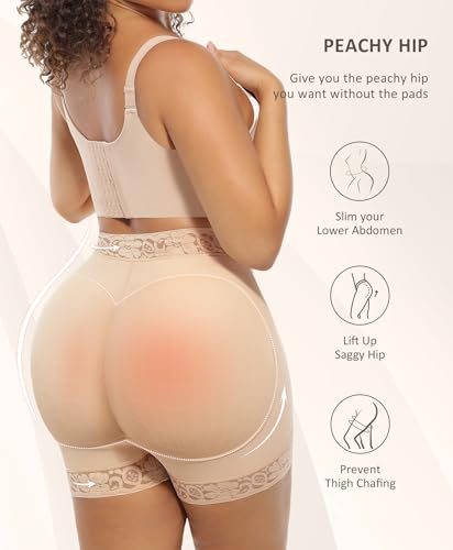 FeelinGirl Butt Lifter Panties Shapewear Tummy Control Body Shaper Shorts - color: Khaki, size: 3X-Large